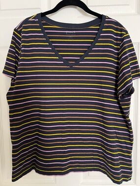 ‼️NWOT: Pact Organic Bold Striped Black T-Shirt - XL